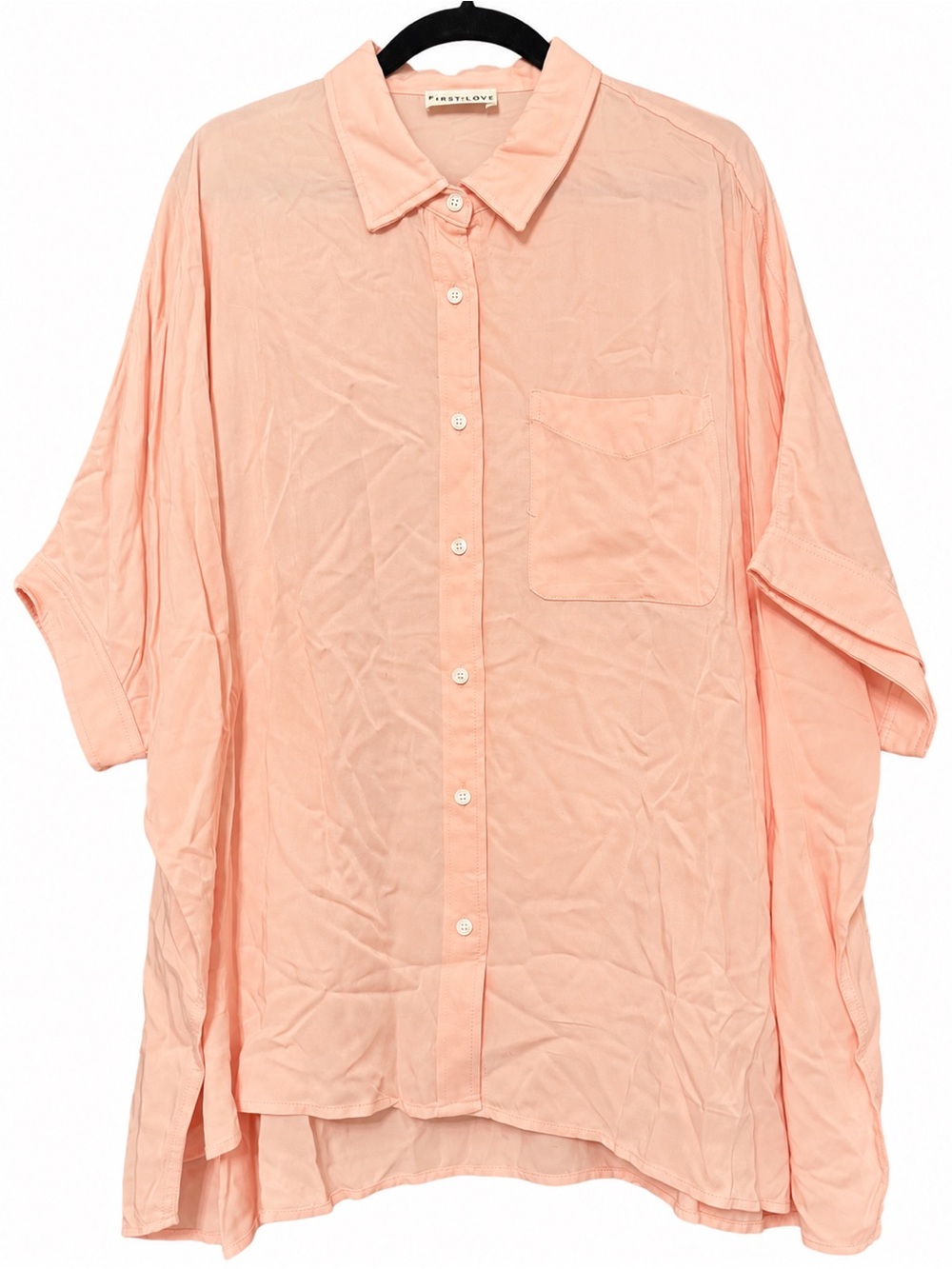 First Love Soft Pink Button-Down Oversized Flowy Shirt
